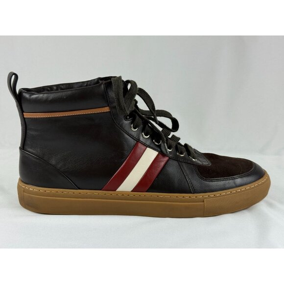 Bally Hervey Distresed Leather High Top Casual Sneakers Men's Size 10 D Brown - Picture 5 of 10